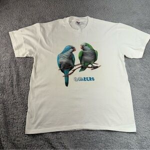 Vtg 90s Quakers Parrot White T-Shirt Hanes Heavyweight